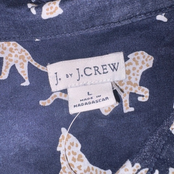 J. Crew Blue and White Button Down Shirt with Playful Pattern - Picture 2 of 3